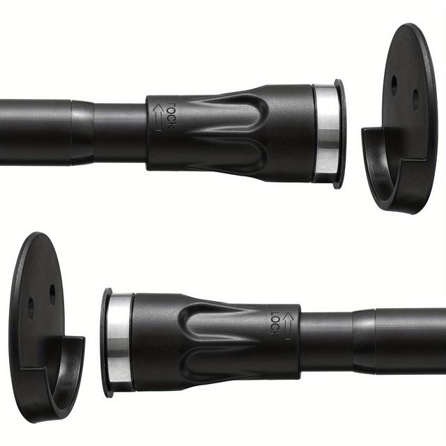 TEMU Yeyebest Black Multifunctional Shower Curtain Pole, Shower Curtain Rods No Drilling Curtain Tension Rod Adjustable 43 To Inch Rust
