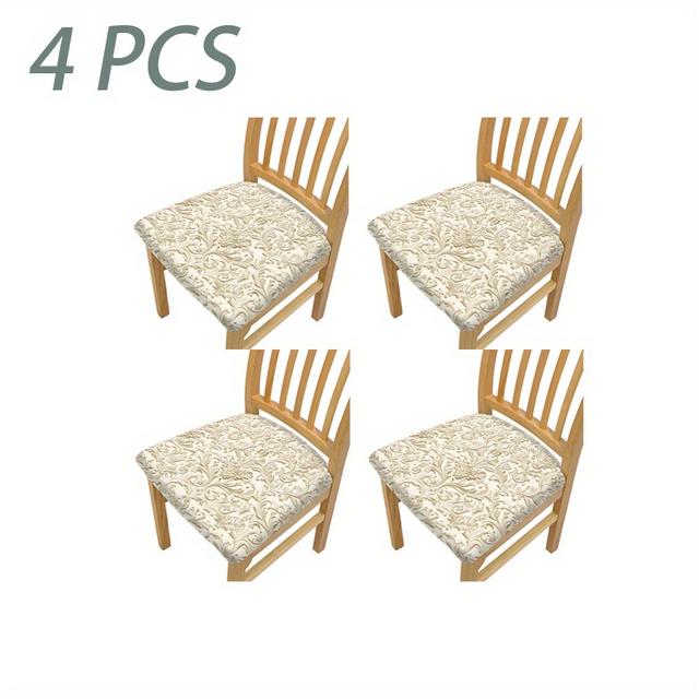 TEMU 4pcs/6pcs Damask Printed Chair Covers - Perfect For Christmas Decor In Dining Rooms, Kitchens, Banquet , Bedrooms, Offices, Living Rooms, And Home Décor
