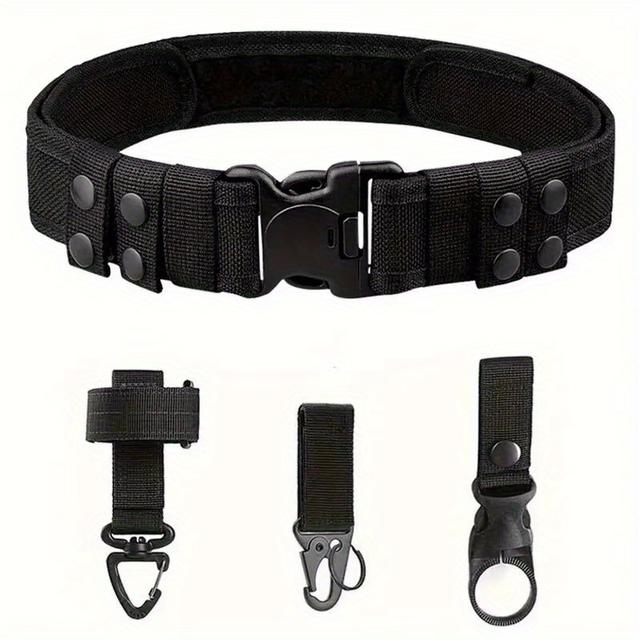 TEMU 4개 세트, 후크 앤 루프 아웃도어 택티컬 벨트, 아웃도어 등산 및 캠핑 훈련용 벨트, 옥스포드 소재, 장갑 수납 버클, 물병 홀더, 열쇠고리 포함, 아웃도어 캠핑 및 하이킹용, 아웃도어 작업용 벨트, 사냥용 벨트, 현장 훈련용 벨트, 남녀공용