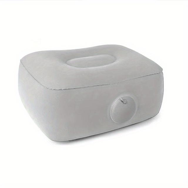 TEMU Gray Inflatable Travel Foot Mat, Relaxing Footrest Cushion, Pvc Portable Foot Pad For Leisure, Suitable For Home, Outdoor, And Office To Foot .