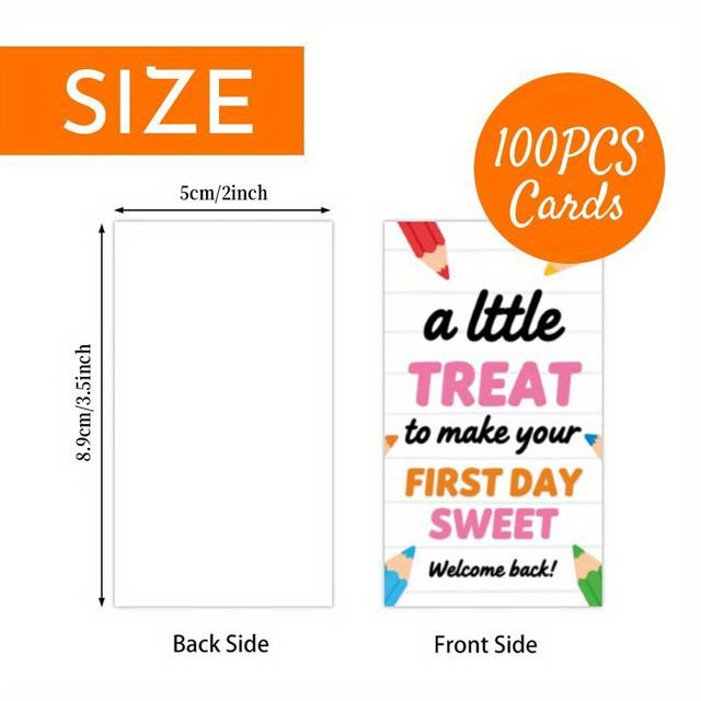 TEMU 100 بطاقة هدايا، بطاقات شكر لافتة اليوم الأول للمدرسة، هدايا عيد ، ديكورات ملونة مبهجة للعودة إلى المدرسة