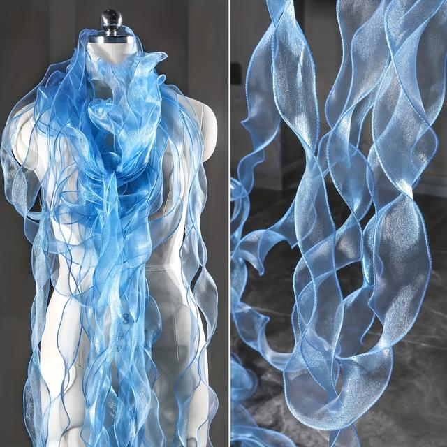 TEMU 1 Rolle/ 6 cm Breite Meerjungfrau-Wasserwellen-Rüschen Symphonie Fischschwanz-Garn Haaraccessoires Schleifenqualle Lampe Spielzeug Kuchenverpackungsband DIY Laser-Verlauf Spitzen-Deko-Accessoires