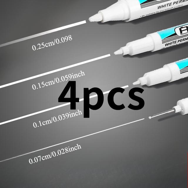 TEMU Set Of 4/5/6 White Markers - Quick Drying, Fade-resistant, Great For Crafts On Glass, Faux Leather, Wood, And Metal - For Halloween And Christmas Projects