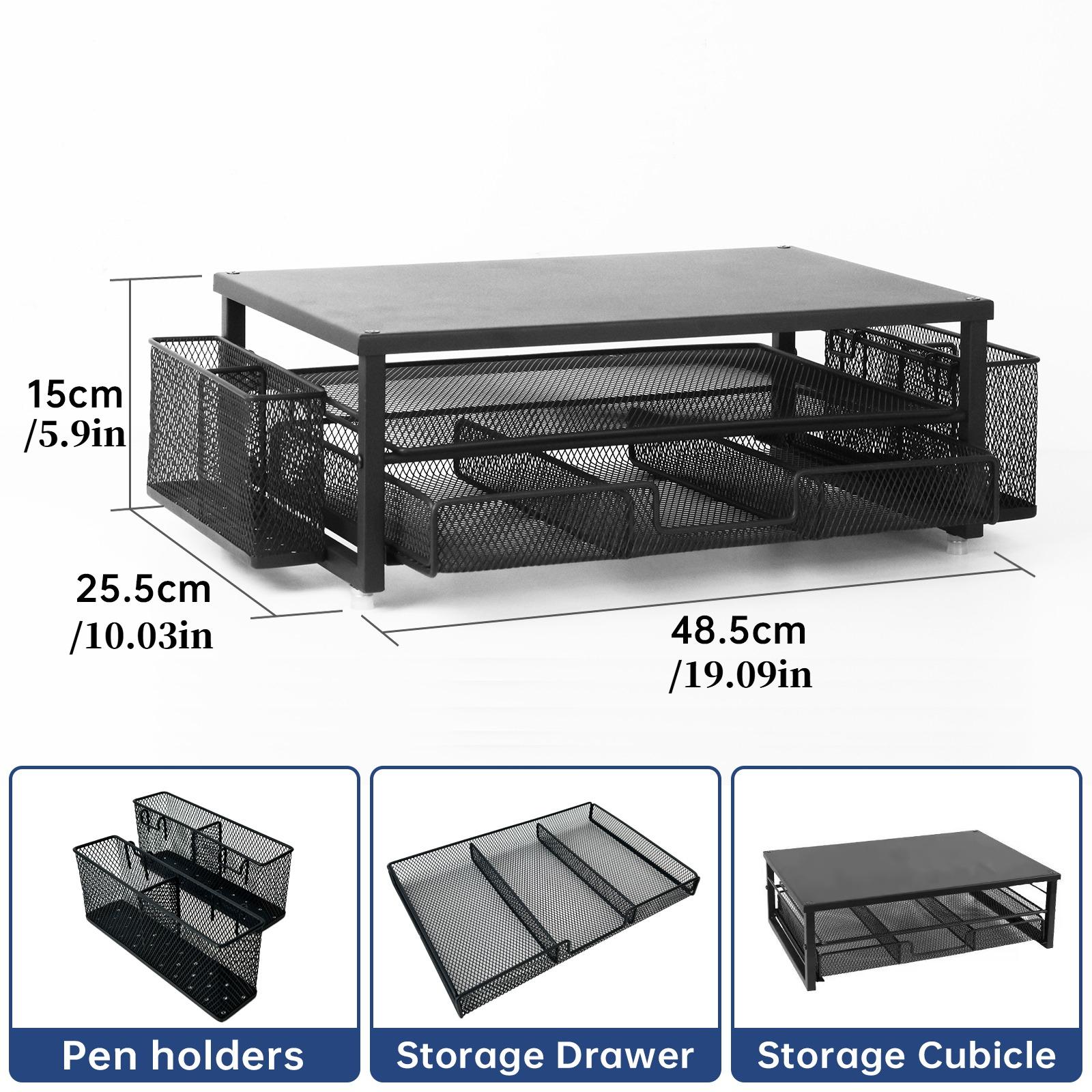 TEMU Daltack Computer Monitor Height-increasing Stand | Iron With Drawers For Office Desktop Storage And Stationery Organization