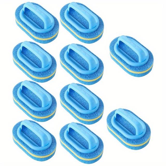 TEMU 10pcs Bath Brush Handle Cleaning Sponge Scrubber Set - Thickened Kitchen Sink, Pot & Dishwashing Scouring Pads For Tough Stains
