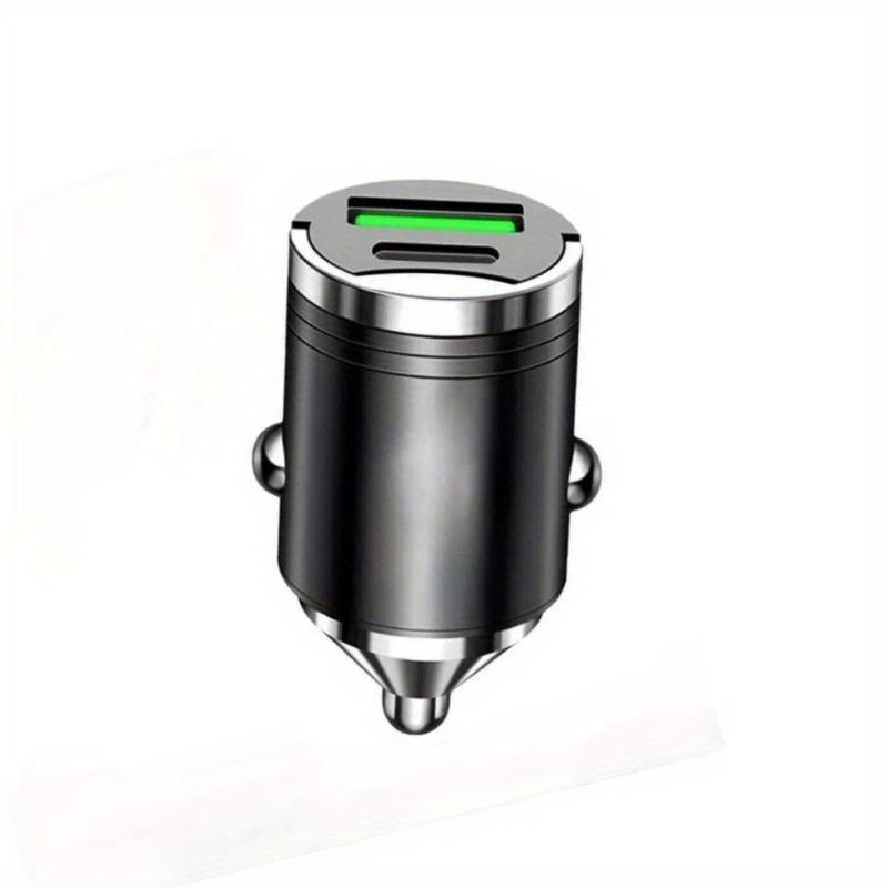 TEMU Mini Metal Car Charger, Alloy Material Fast Charging Car Charger Adapter, Vehicles Adapter-usb & Type-c, Thumb Size And Lightweight Design