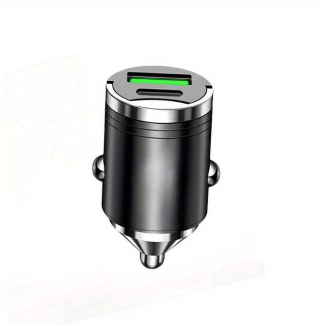 TEMU Mini Metal Car Charger, Alloy Material Fast Charging Car Charger Adapter, Vehicles Adapter-usb & Type-c, Thumb Size And Lightweight Design