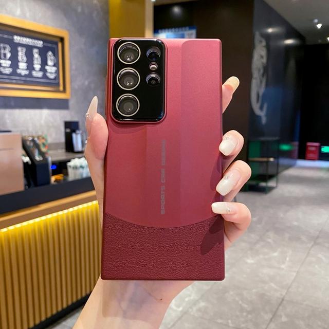 TEMU غطاء هاتف: غطاء هاتف بسيط وعملي من الجلد النباتي المدمج لجالاكسي S23 S24 S25 ألترا بلس، غطاء واقي كامل الجسم مقاوم للصدمات