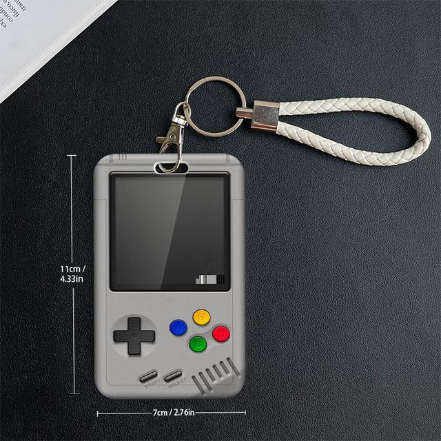 TEMU 레트로 게이밍 디자인 카드 슬리브 - 방수 ID/학생/교통카드 홀더, 게이머 & 빈티지 테크 애호가를 위한 향수를 불러일으키는 선물, 안전한 잠금 기능, 게이머 액세서리