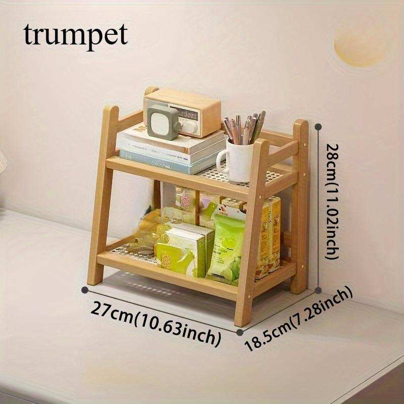 TEMU 2-layer Rattan Storage Rack, Desktop Shelf, Garden Flowerpot Organizer, Kitchen Cup Holder Organizer, Suitable For Kitchen, Office, And Bedroom Decoration, Storage Racks