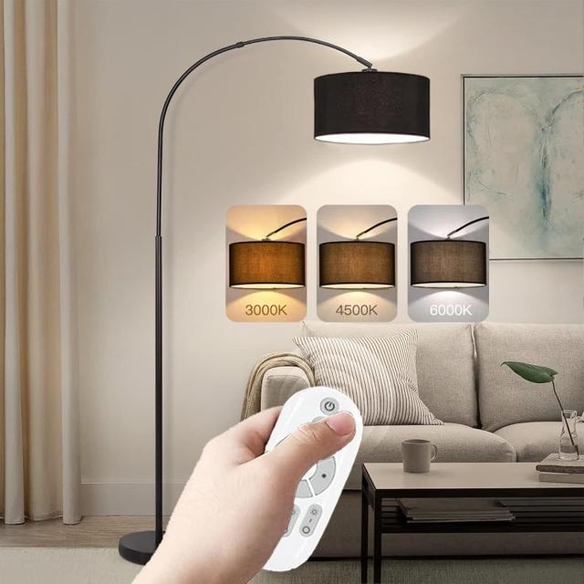 TEMU Floor Lamp With Remote Control For Living Room, Stepless Dimmable 12w Led Bulb Included, Adjustable Modern Tall Floor Standing Lamp For Living Room Bedroom