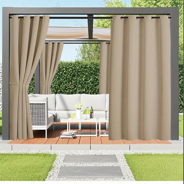 TEMU 4pcs Indoor/ Outdoor Patio Curtains, Premium Privacy Grommet Exterior Curtains For Porch, Pergola