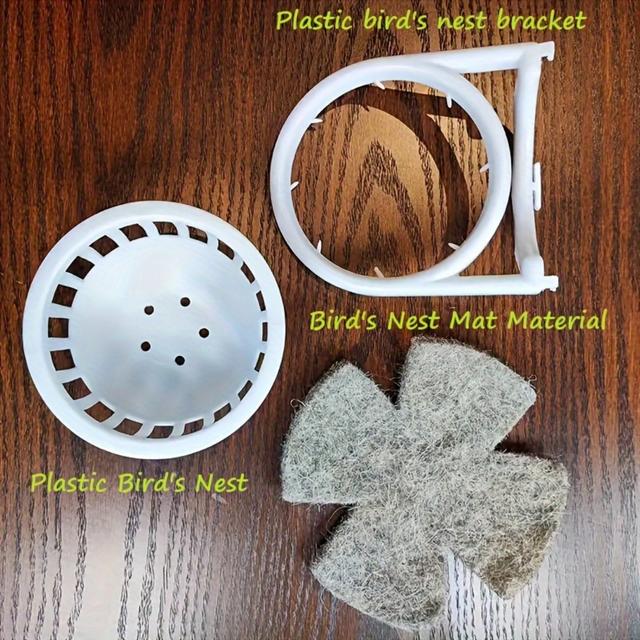 TEMU Set Of 3 Large Bird Breeding Nests - Acrylic Birdhouse Featuring A Durable Bracket, Comfortable Nesting Material Pad, And Hanging Design For Bird Shelter And Comfortable