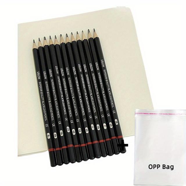TEMU 12pcs Professional Sketch Pencil 1pc Opp Bag, 2h-8b Graphite Drawing Pencils With Sharpener, Precision Art & Illustration Kit In Durable Box - Ideal For Detailed Sketching And Painting