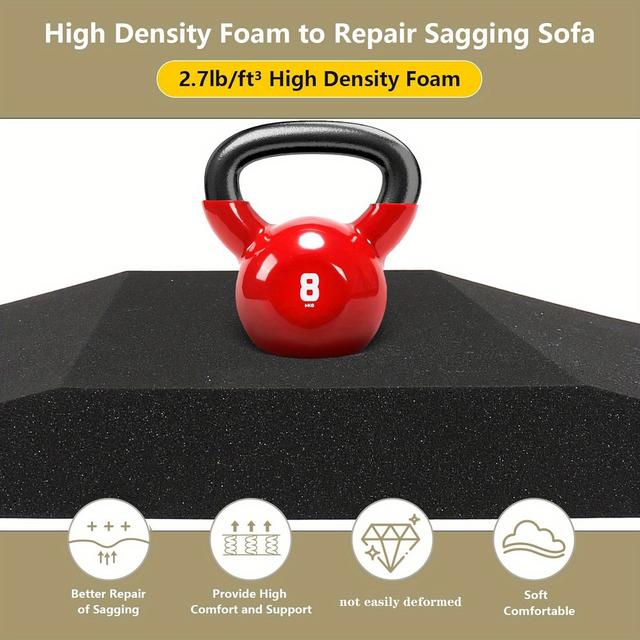 TEMU A Trapezoidal Cushion Support For Sofas, Measuring 20" X 20", Made Of High-density Foam, Designed To Replace Sagging Seat Supports In Black