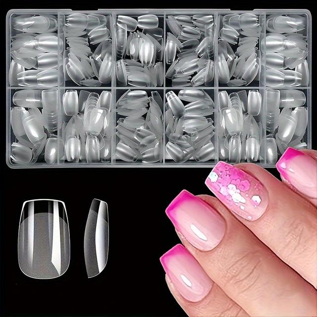 TEMU 600pcs Coffin Gel X Nail Tips Short - Gel Full Cover Fake Nails, Pre-shaped Xs False Nails For Gel & Acrylic Extension, Press On Nails Making Kit, Diy Manicure, Salon & Home Use, Perfect Gift