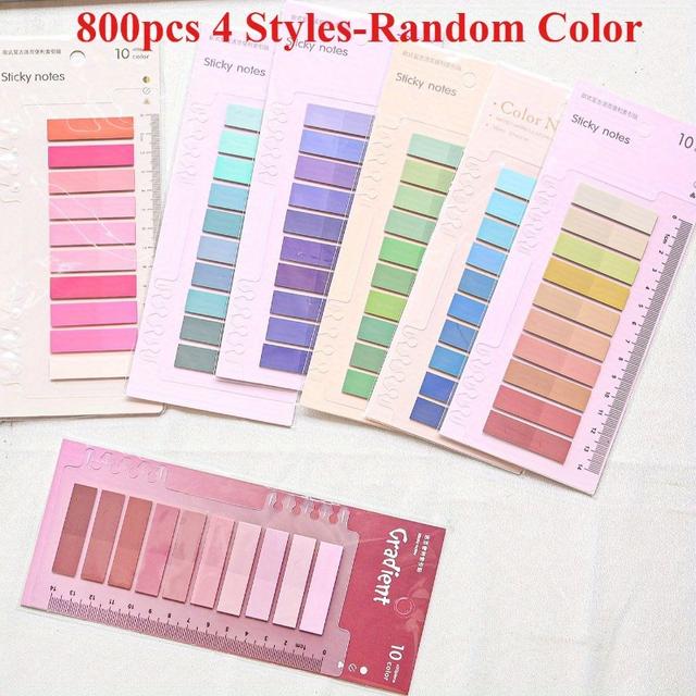 TEMU 800pcs Books Tabs For Annotating,sticky Tabs Clear Sticky Notes, Morandi Page Markers For Notebooks, Multi-colored And Repositionable Book Flags Strip