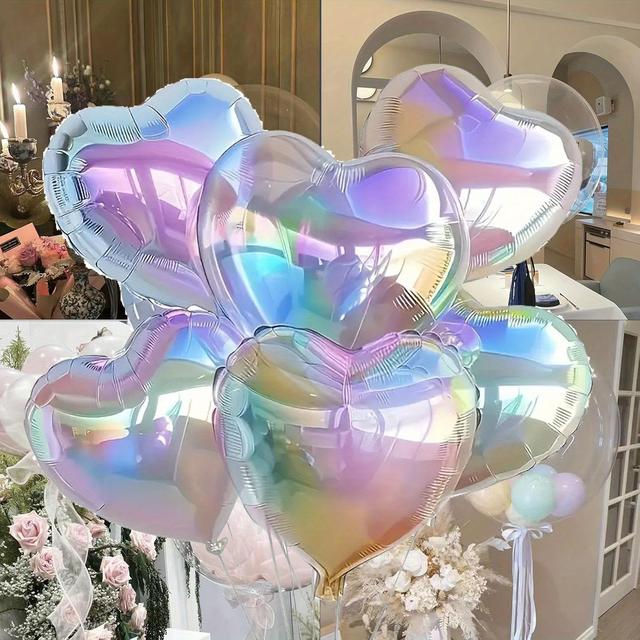 TEMU Zestaw 5 przezroczystych, kolorowych balonów foliowych w kształcie o średnicy 18 cali, idealnych do dekoracji na urodziny i rocznice