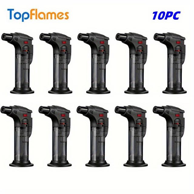 TEMU 10pcs Butane Refillable Big Jet Flame Portable Butane Torch Adjustable Mini Lighter For Camping Grill Culinary Soldering Cooking Welding Bbq ()