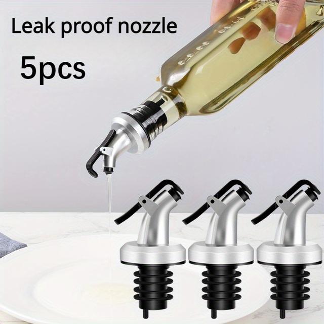 TEMU 5개 세트 누수 방지 실리콘 오일 병 뚜껑 - BPA 프리, 주방용기류 및 소스, 식초용 비누뚜껑 - 대부분의 병에 맞음, 유출 방지 & 깔끔한 사용