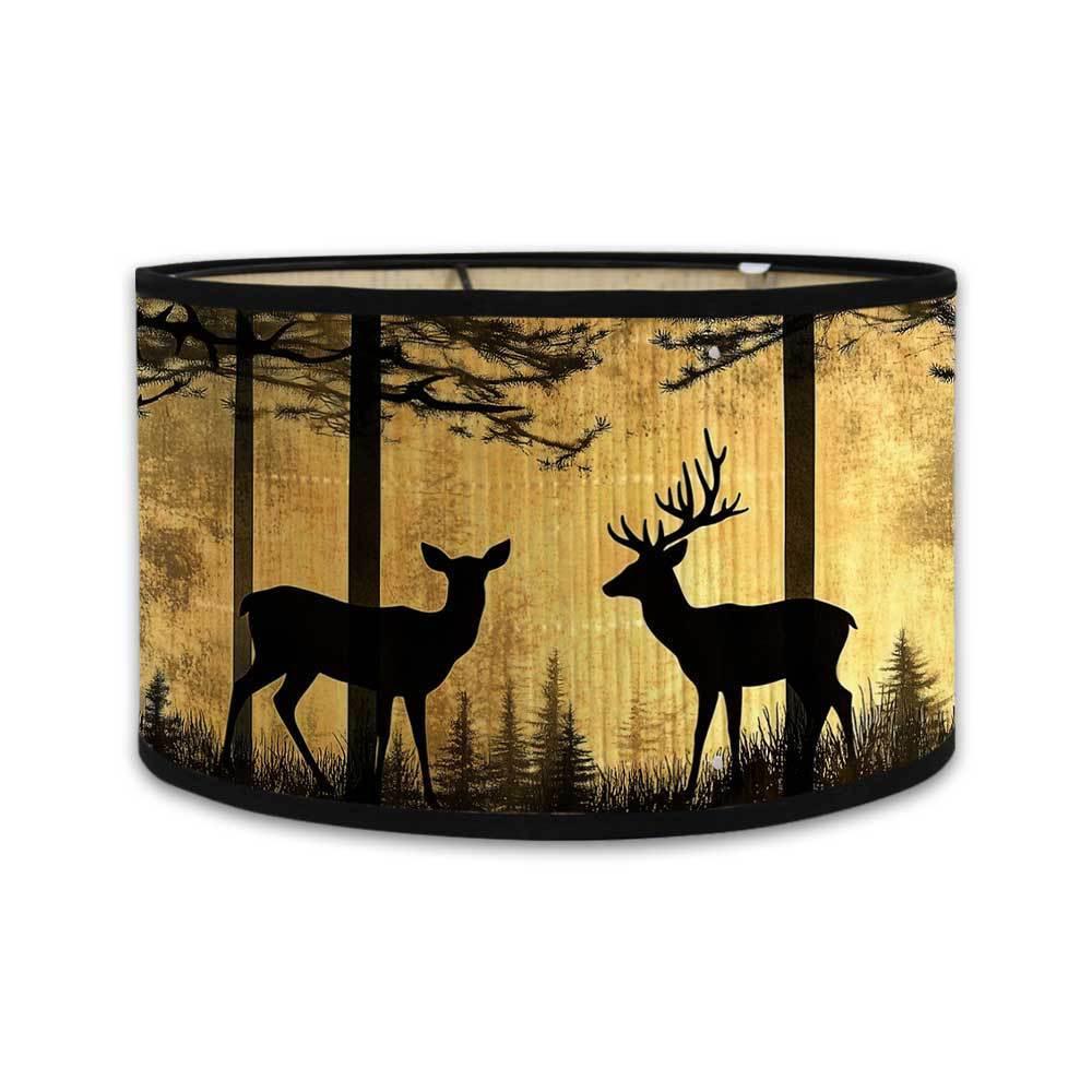TEMU Forest Elk Silhouet Print Lampenkap E27 Lamp Houder Aanvullingen Bamboe Lampenkap Casual Stijl Nachtkastje Lamp Hanglamp Vloerlamp Decoratieve Lampenkap Geschikt voor Slaapkamer Restaurant Hotel