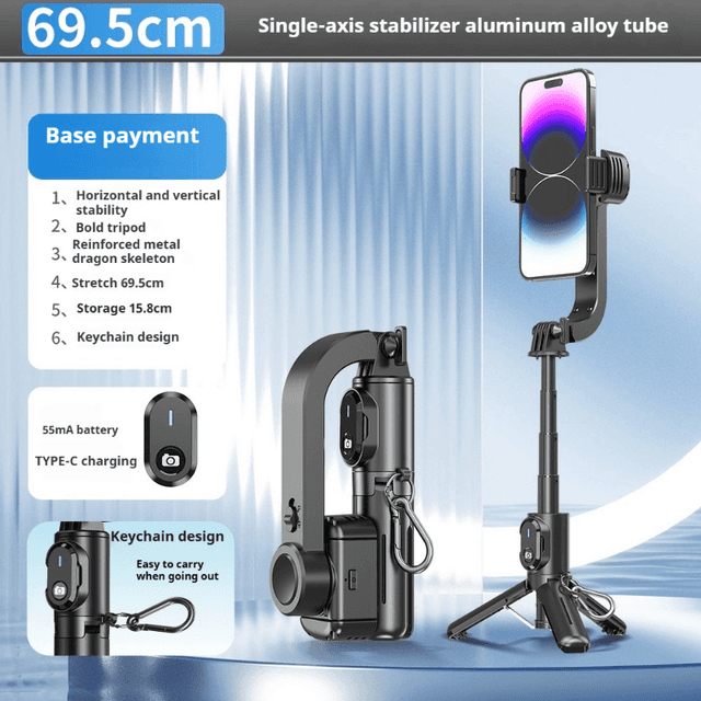 TEMU Upgraded Q30 Selfie Adjust Ai Auto Balance Horizontal Vertical 12 Brushless Motor With Durable Alloy Tripod