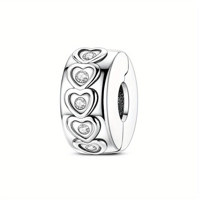 TEMU 1 Stück Silberfarbener Originaler Geprägter -Fixierclip Charm-Perlen mit Schlangenmuster – DIY-Schmuckmaterial für romantische Geschenke an Frauen