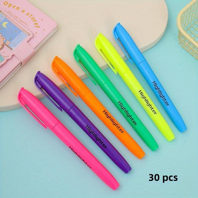 TEMU 10/30pcs Highlighters In 6 Vibrant Colors, Soft Chisel Tips, Non-toxic & Waterproof, Office, School, And Home Use-ideal For School Supplies& Back To School