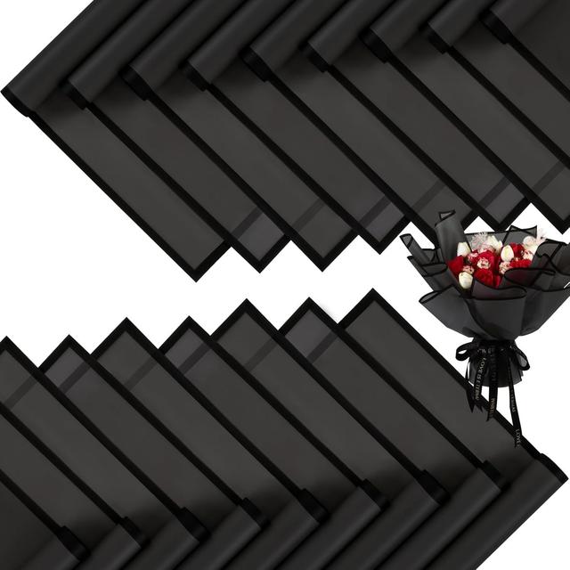 TEMU 20 Feuilles Papier Cadeau Floral Imperméable Noir - Matériau Papier Durable pour les Bricolages, Idéal pour les , la Saint-Valentin, d'Anniversaire - Fournitures de