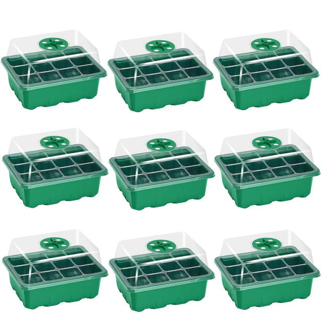 TEMU Sada 9 kelímků pro klíčení s krytem pro udržování vlhkosti (celkem 108 buněk) - rostečky a základna, mini skleník pro pěstování