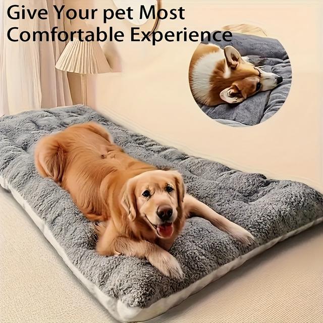 TEMU Extra-large Plush Dog Bed Sofa Cat Nest Dog Cage Mat, Featuring 8 Thickened Polyester Pet Pads, Suitable For Small, Medium, And Large Cats And Dogs - A Lovely Rectangular Sofa