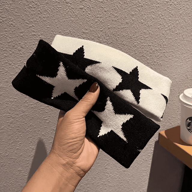 TEMU 1/2 Knitted Headband, Women's Sports Headband, Five-pointed Star Headband, Women's Elastic Hair Tie, Headscarf, Sports Head Accessory