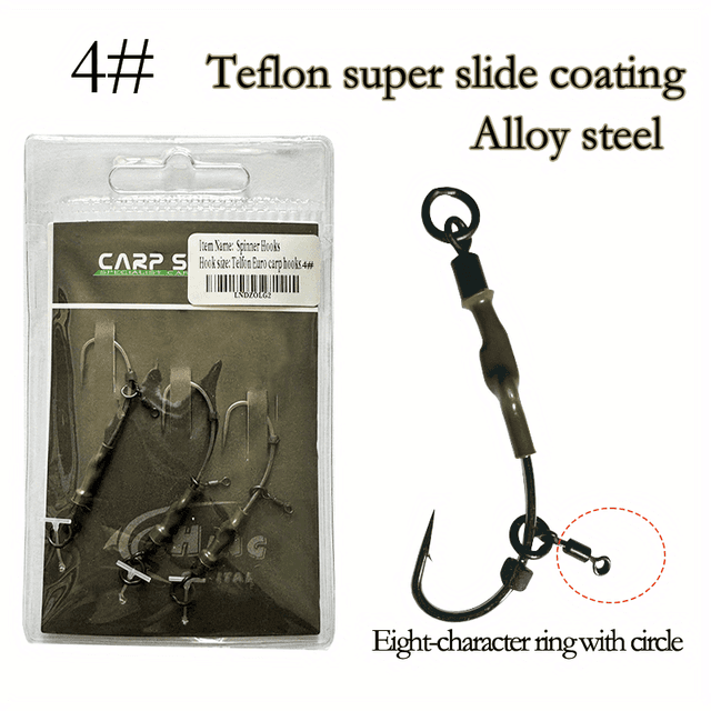 TEMU 3 szt. Haczyków Ronnie Fishing Rig -Gładką Powłoką - Wytrzymałe, Odporne na Korozję Haczyki Kirin Europejskie do Połowu Karpia, Wędkarstwa Słodkowodnego i Profesjonalnego Sprzętu Wędkarskiego