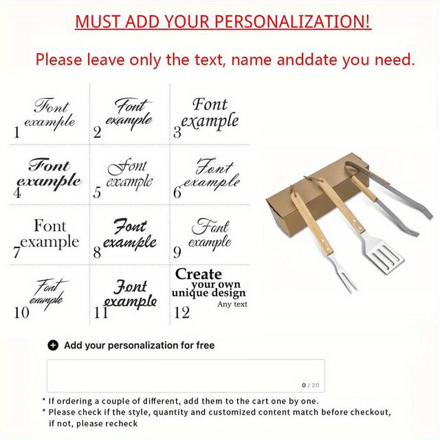 TEMU 1set, Personalized Laser Engraved Name Bbq Set, Wooden Bbq Set, Custom Bbq Set, Kitchen Bbq Set, Outdoor Bbq Gift Set, Easter Present, Birthday Present, Gift For Him