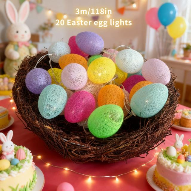 TEMU 59 hüvelykes/118 hüvelykes Húsvéti Fények, Húsvéti Tojás Fényfüzér, Akkumulátoros (elemek nincsenek benne), Húsvéti Díszítéshez, Húsvéti Tojásvadászathoz, Kültéri Fényfüzér, Kerti Díszítés, Udvar