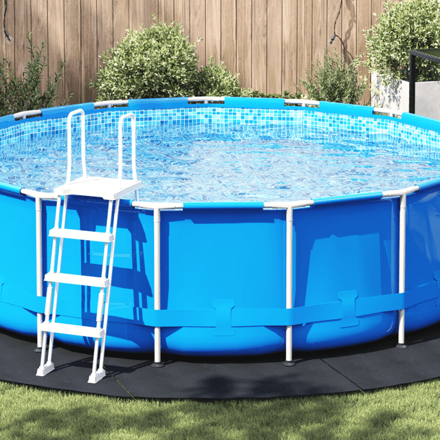 TEMU Heavy-duty Pvc Mat - 458cm Round Cover With Reinforced Edges & Safety Steps, Durable Protection For Above-ground Swimming Pools (free Shipping), Safety Step Design, Weatherresistant Material