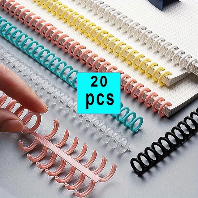TEMU 20 Plastic Binding Bands, Suitable A4 Paper 30-hole Punch Rings, Adjustable Length 11.02inch, Suitable Notebooks, Calendars, And Documents