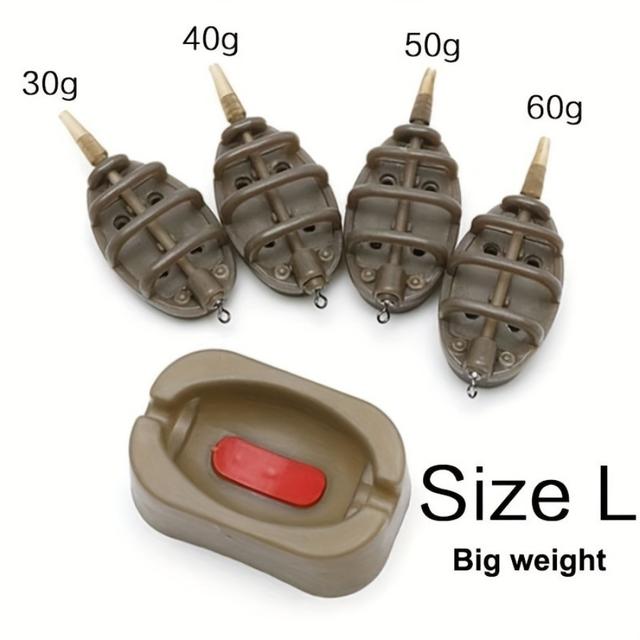 TEMU 5pcs/ Set Portable Inline Method Feeders Set Release Moulds Lightweight Fishing Feeder