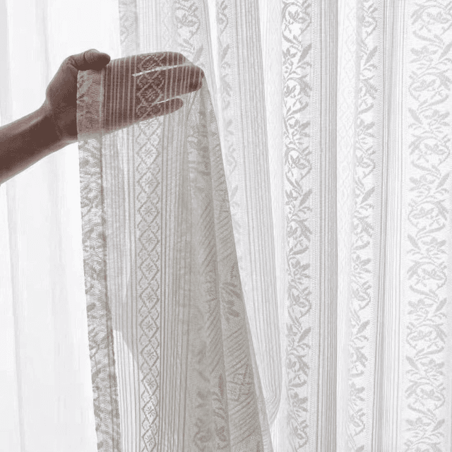 TEMU 1 Stück transparente Gardine im französischen Landhausstil - ein traumhaftes Jacquard--Panel mit Stangentasche, für ein Bauernhaus, Schlafzimmer oder französisches Balkon