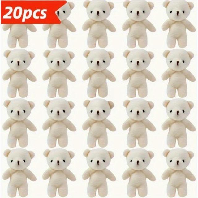 TEMU 20pcs Cute Party Gift Pack Mini Plush Bear Doll - Diy Bear Doll For Parties, Event And Party Supplies, Keychain Doll Accessories, , High Quality , Suitable For Birthday Gi