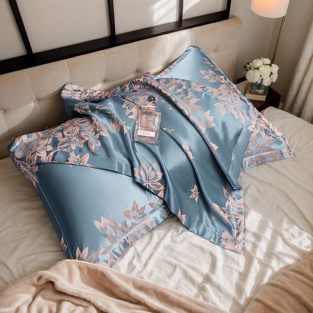 TEMU 2pcs Set Pillowcase, Luxurious Floral Embroidery Design, Material, Skin-friendly, For Comfortable Sleep, Colors & Patterns , Elegant & , Spring Summer Style, Gift.