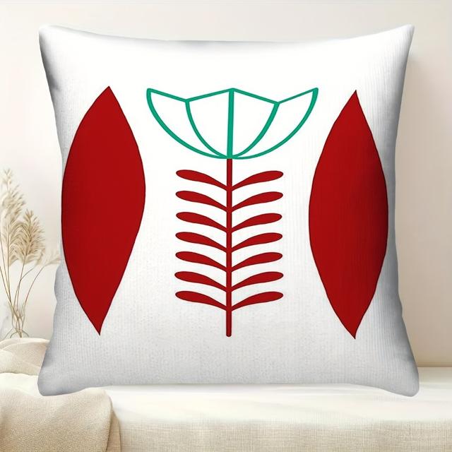 TEMU 1pc Lebanese Arabic Design Plush Pillow Cover - Double-sided Printed Cushion Case With Zipper Closure, 45.72x45.72cm, Machine Washable Polyester