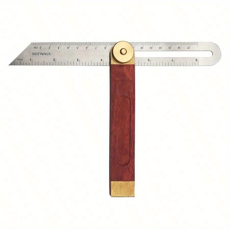 TEMU T- Gauge With Locking Protractor & Adjustable 0-360° Angle Finder Easy-to-read , Ergonomic Handle Carpentry, Drafting, Woodworking, Bricklaying, Tile Work, Carpentry Tool, Sleek Metallic Finish