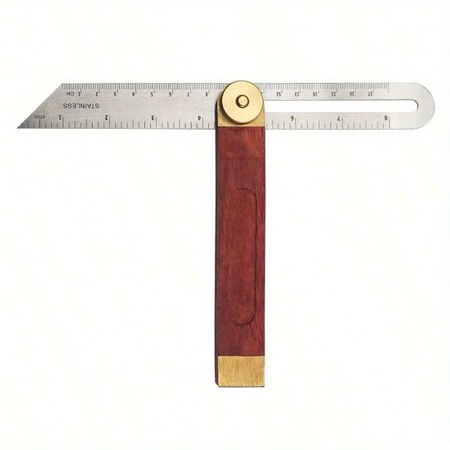 TEMU T- Gauge With Locking Protractor & Adjustable 0-360° Angle Finder Easy-to-read , Ergonomic Handle Carpentry, Drafting, Woodworking, Bricklaying, Tile Work, Carpentry Tool, Sleek Metallic Finish