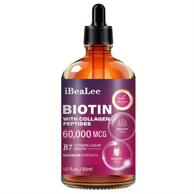 TEMU Hair és Szakáll Fokozó - Folyékony Biotin és Kollagén 60.000 Mcg a Hajvastagság Növelésére - Revitalizáló Formula Férfiaknak és Nőknek, 30ml