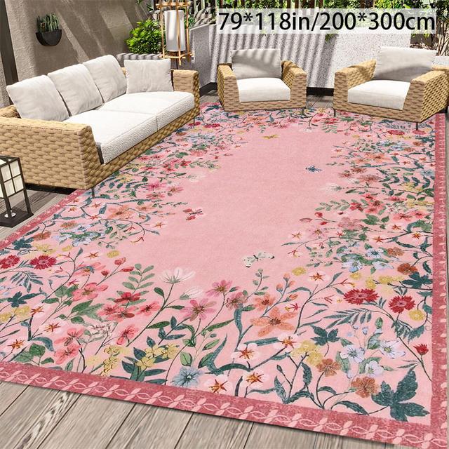 TEMU 1pc Area Rug, Non-slip Machine Washable Polyester Fiber Mat For Home Decor, Sofa, Coffee Table, Bedroom, Kitchen, Camping, Indoor/outdoor Use