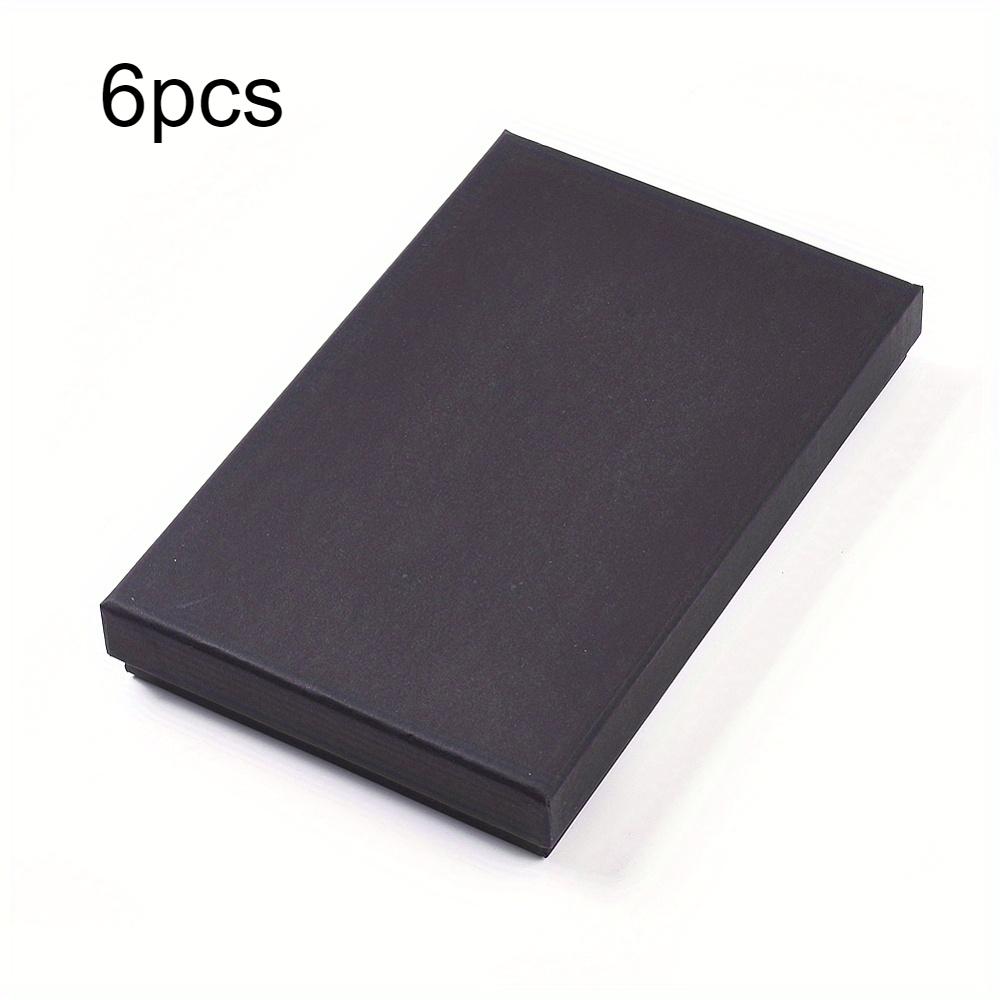 TEMU Gift For Her/him Set Of 6, Black Paper Jewelry Boxes Featuring Sponge Inserts, Square-shaped For Displaying Rings, Earrings, And Necklaces - Dimensions 7.87x5.12x1.18 Inches
