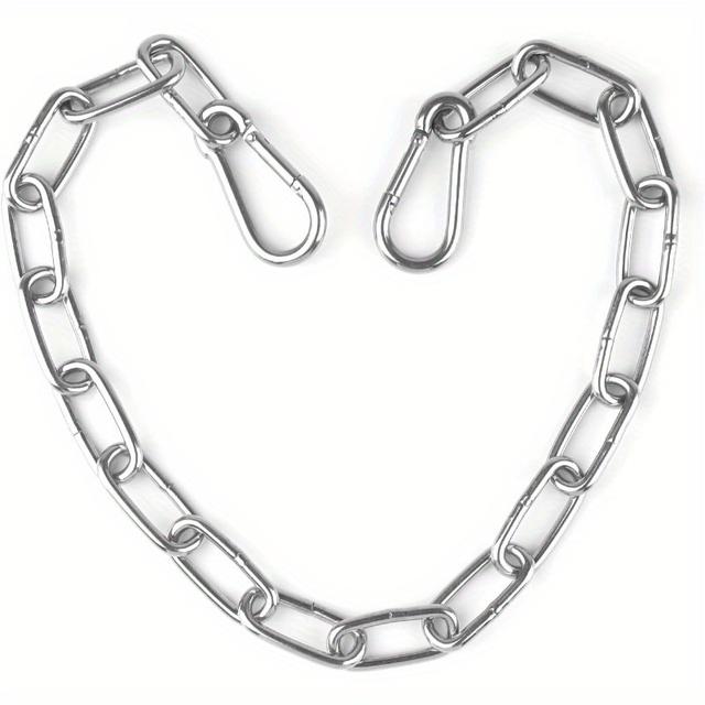 TEMU 1pc 27.56" 스테인레스 스틸 루프 체인, 이중 스프링 잠금 장치가 있는 내구성 있는 안전 체인 - 야외 울타리, 파티오 게이트, 말용마, 문과 게이트용 중장비 링크 체인, 게이트 액세서리 | 세련된 금속 마감 | 강력한 링크 체인, 체인 하드웨어