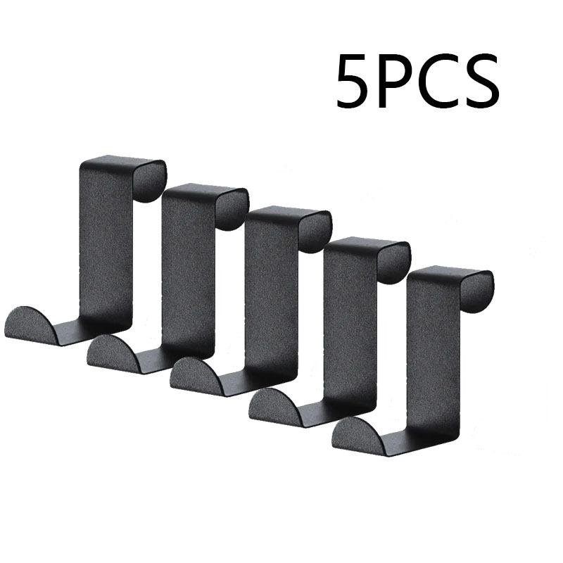 TEMU 5pcs Cabinet Door Hooks, Stainless Steel Hangers, Key Storage Hooks, Free Perforation, Hooks For Hanging Behind Kitchen And Bathroom Doors
