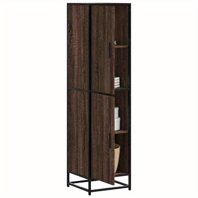 TEMU Tall Cabinet 35.5x35x139cm (suitable For Height ) - Wood & Metal Oak - Moisture-resistant Sturdy Shelving Unit With Vertical Storage Space - Assembly Modern Furniture For Bedroom,,